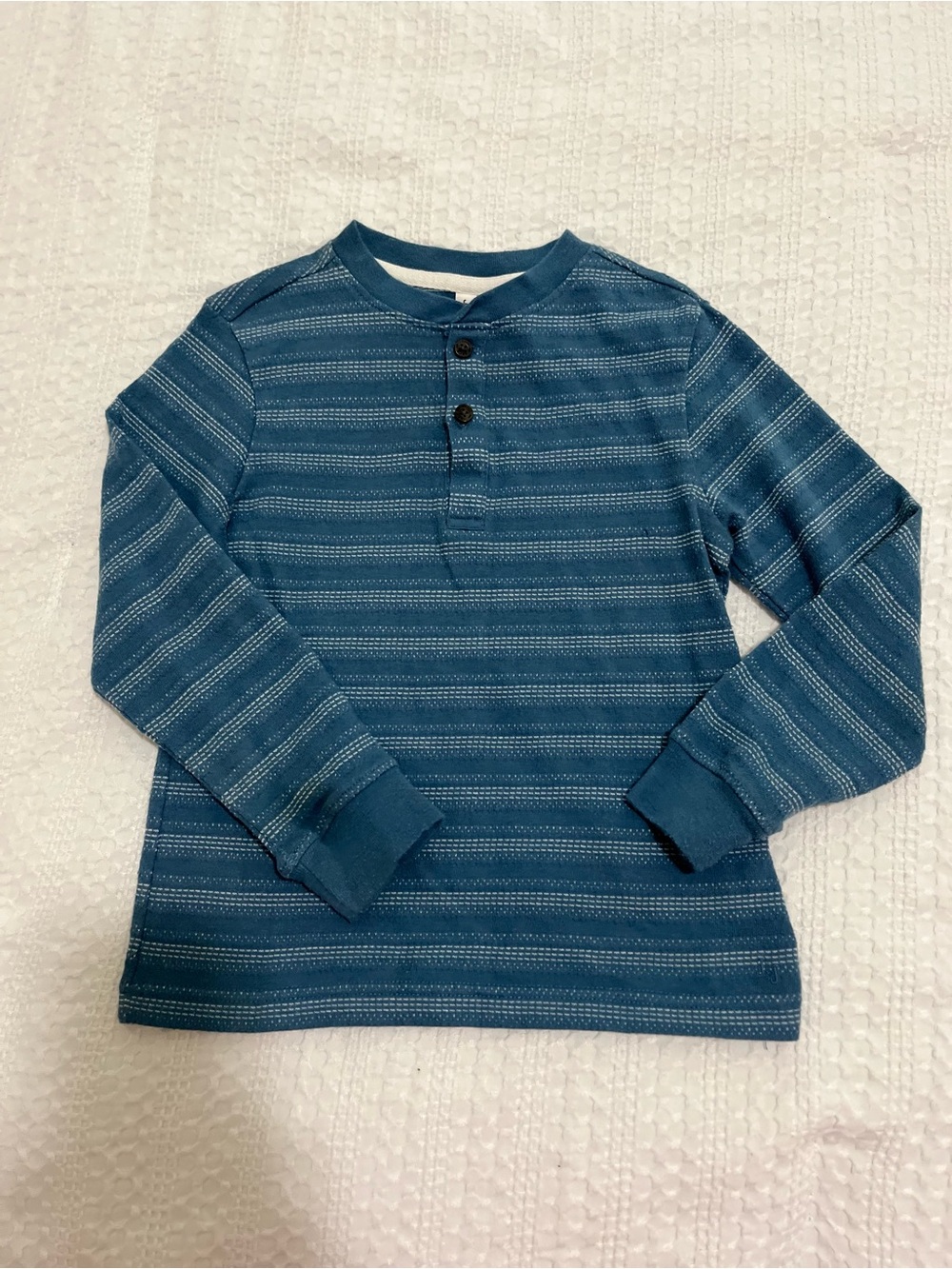 Janie and Jack Blue Striped Long-Sleeve Henley Boys Sz 4